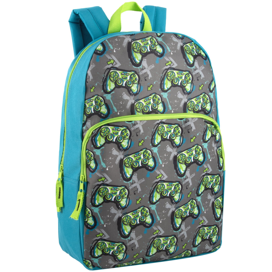 Mochila estampada divertida de 17 pulgadas, estampado de mandos de juego