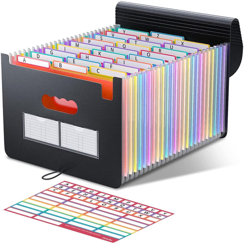 26-Pocket Accordion File Folder Organizer, A4/Letter Size, Expandable with A–Z Color Tabs