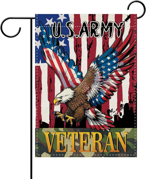 4th of July Patriotic Bald Eagle Decorative Garden Flag, America USA Army Veteran Yard Outside Home Decoration, American Burlap Outdoor Small Decor Double Sided 12 x 18