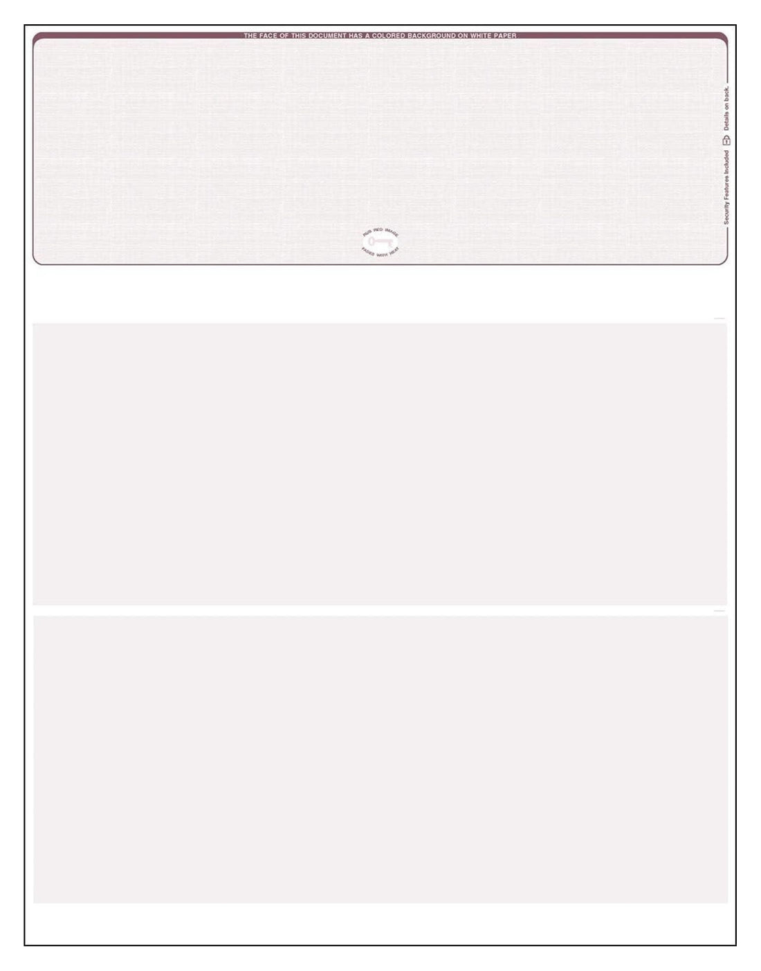 Blank Laser Top Check, 8.5" x 11", Maroon (Burgundy Linen), 500 Checks/Pack