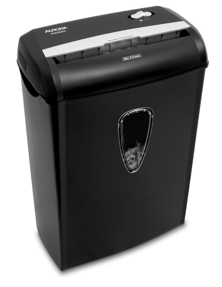 Aurora 8-Sheet Cross-Cut Paper Shredder, Black