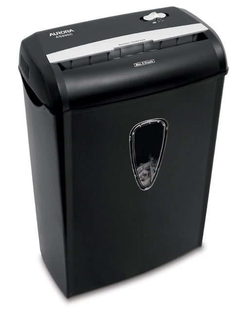 Aurora 8-Sheet Cross-Cut Paper Shredder, Black