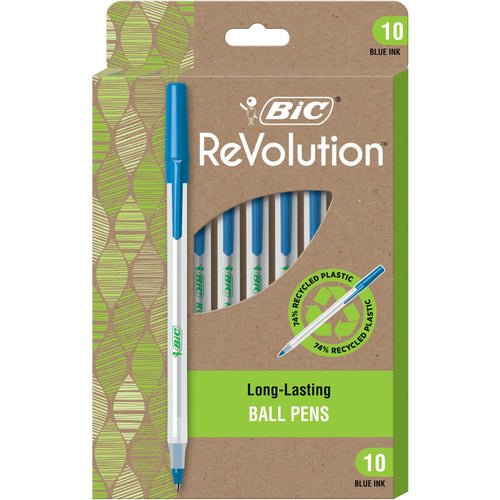 BIC ReVolution Round Stic Ballpoint Pens, Medium Point, Black