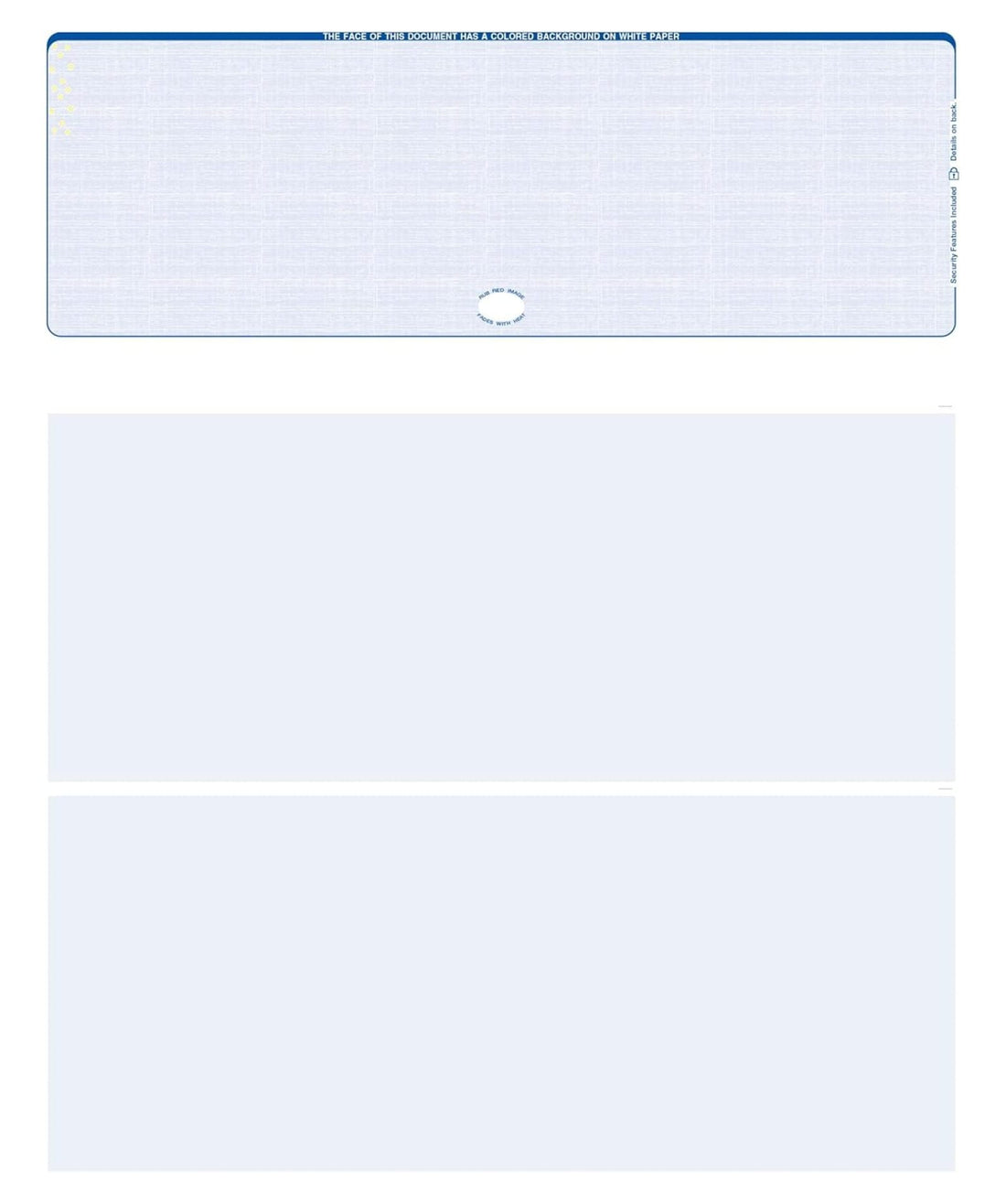 Blank Laser Checks, Top Position, Blue, 500 Count, Software Compatible