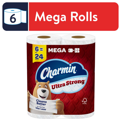 Charmin Ultra Strong Toilet Paper, Mega Rolls, 242 Sheets per Roll, 6 Count