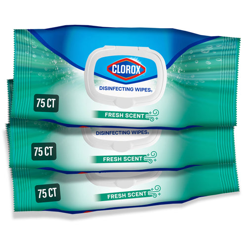 (3 pack) Clorox Disinfecting Cleaning Wipes Flex Pack, Bleach Free, Fresh Scent, 75 Count