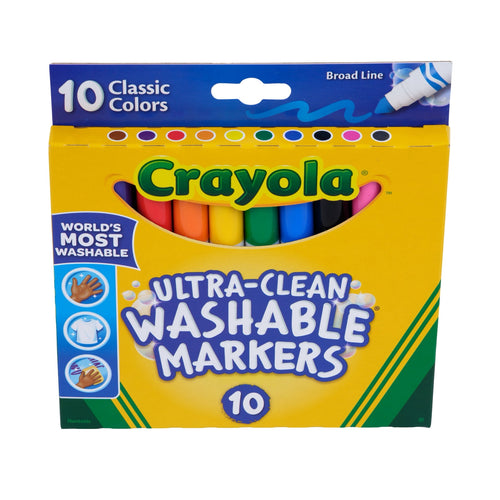 Crayola Ultra-Clean Washable Broad Line Markers, 10 Count