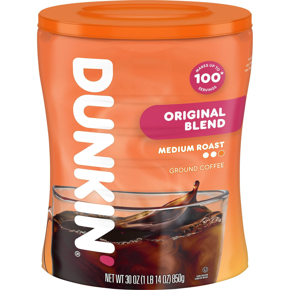 Dunkin' Original Blend Medium Roast Ground Coffee, 30 oz Canister
