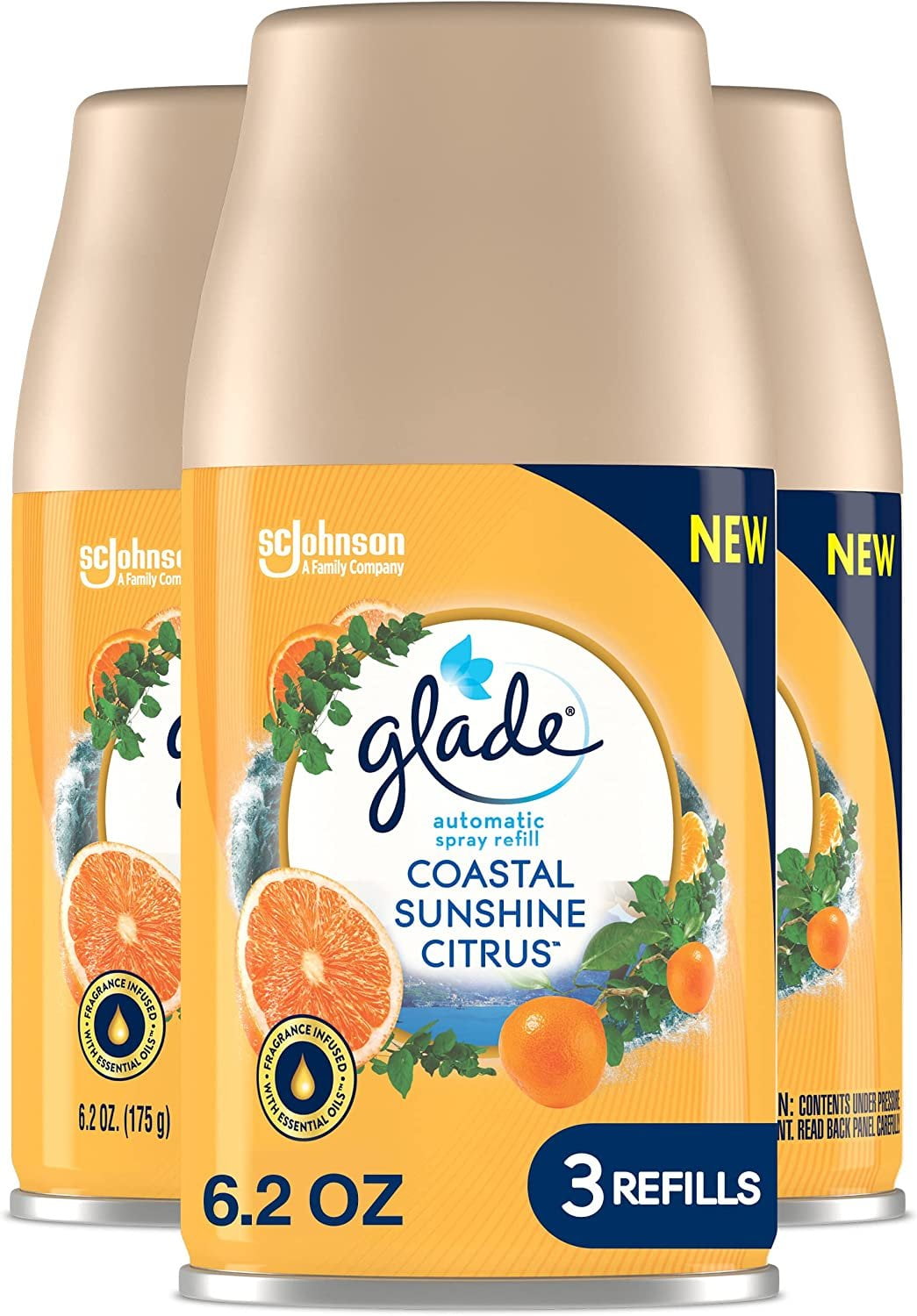Glade Automatic Spray Refill - Coastal Sunshine Citrus, 3 Refills (6.2 oz Each)