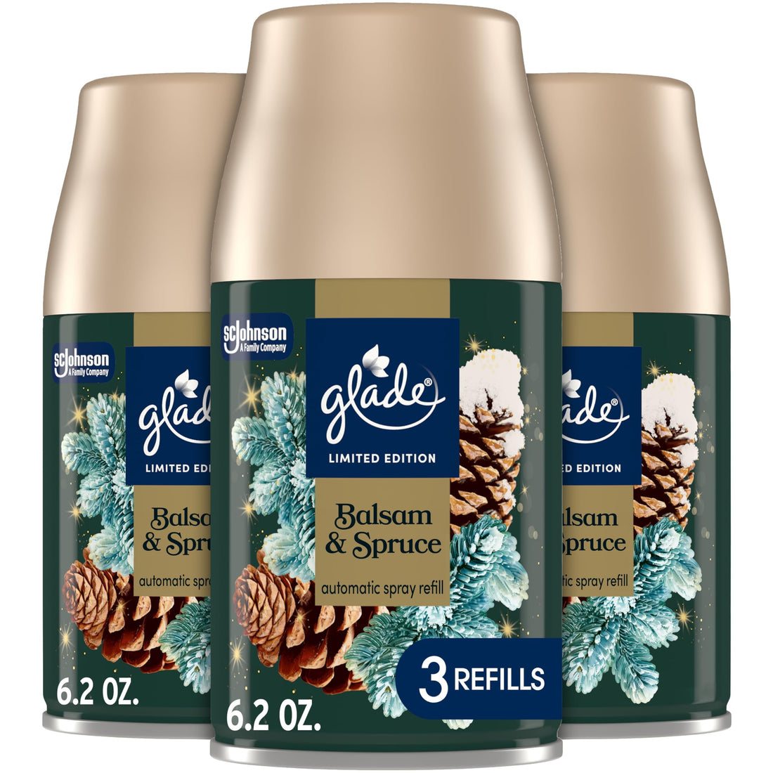 Glade Automatic Spray Refill - Balsam & Spruce, 3 Refills (6.2 oz Each)