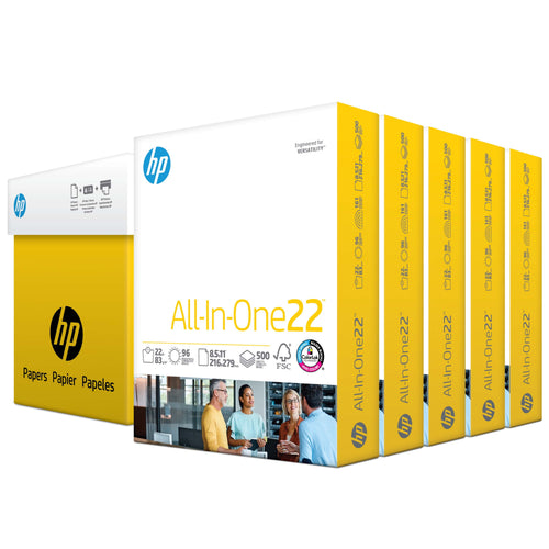 HP Printer Paper, All-in-One 22, 8.5" x 11", 22 lb, 96 Bright, White, 5 Reams (2,500 Sheets)