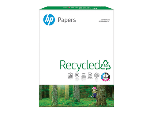 HP Office Recycled Paper, 8.5" x 11", 20 lb, 92 Bright, White, 10-Ream Carton (5,000 Sheets)