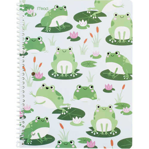 Mead 1-Subject Wide Ruled Notebook, 7.5 x 10.5 in, Frogs, Spiral, 80 Sheets