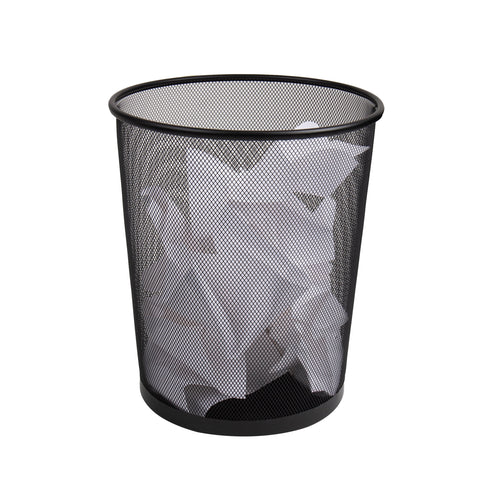 Mind Reader Mesh Trash Can, 4.4 gal (16.65L), Round Office Waste Basket, Metal, Black