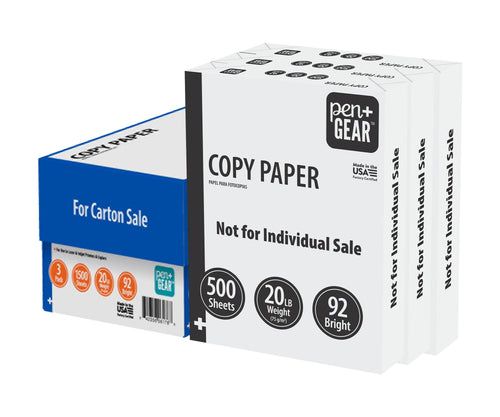 Pen+Gear Copy Paper, 8.5" x 11", 92 Bright, White, 20 lb., 3 Ream Case (1,500 Sheets)