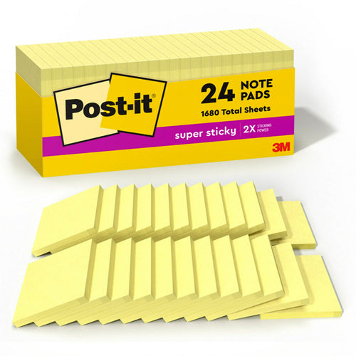 Post-it Notes, 3 in x 3 in, Canary Yellow, 24 Pads/Pack