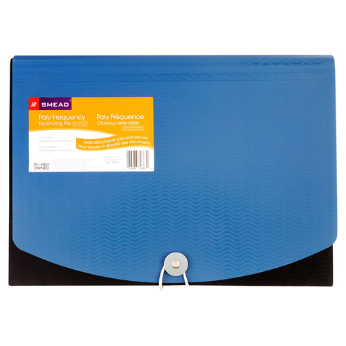 Smead Poly Expanding File, 12 Pockets, Letter Size, Blue/Black