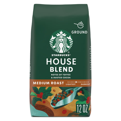 Starbucks House Blend Ground Coffee, Medium Roast, Hot or Iced Coffee, 12 oz