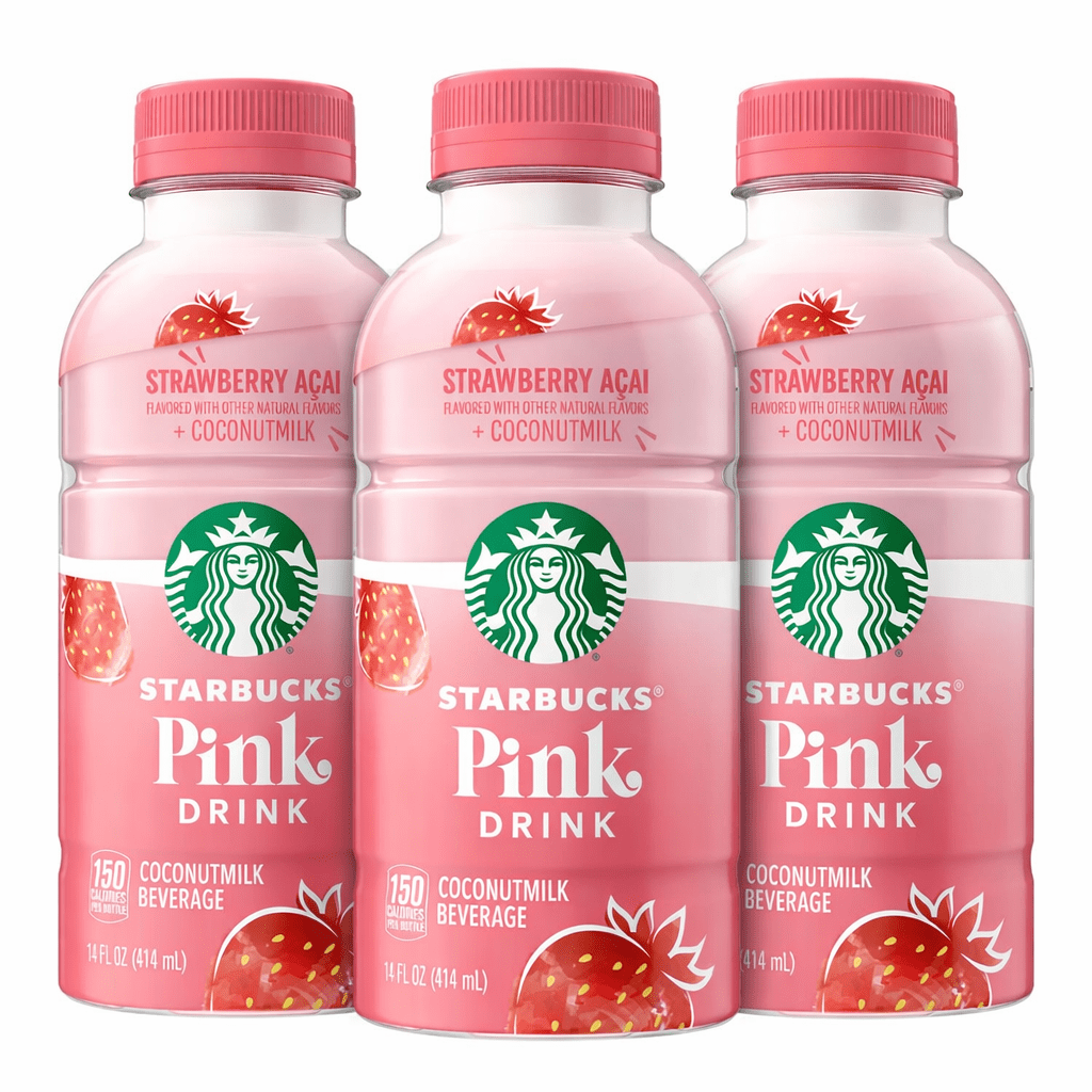 Starbucks Strawberry Acai Pink Drink Coconutmilk Beverage, 14 oz, Pack of 3