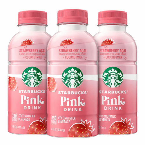 Starbucks Strawberry Acai Pink Drink Coconutmilk Beverage, 14 oz, Pack of 3