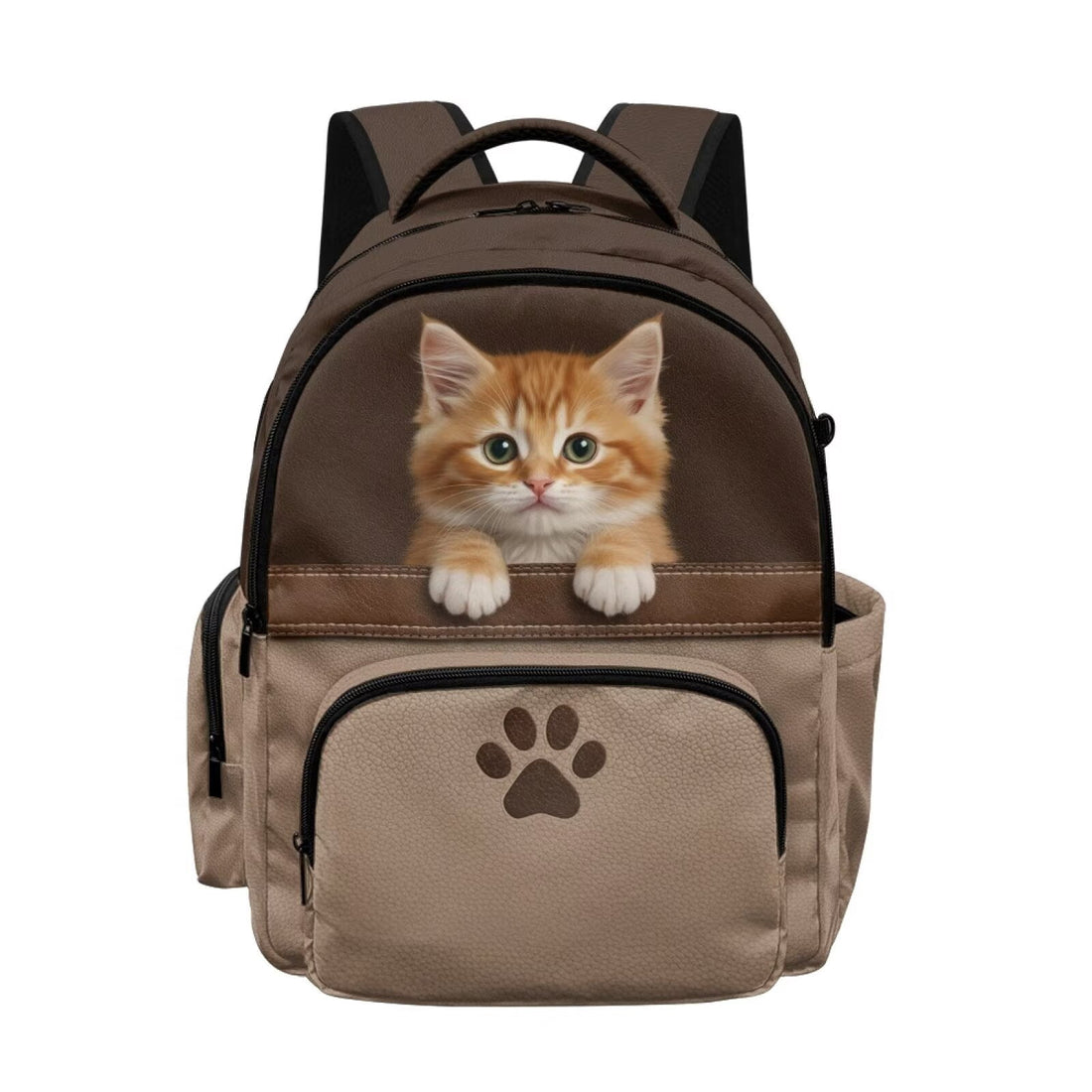 Xixirimido Cat & Paw Print Backpack for Kids, Lightweight Multi-Pocket School Bag