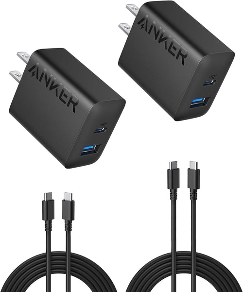 Anker 20W Dual-Port USB-C Fast Wall Charger Block, 2-Pack