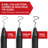 Sharpie S Gel Pens, Medium Point, 0.7 mm, Black/Blue Barrel, Blue Ink, Pack Of 36 Pens