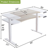 CometMin Dual-Motor Electric Standing Desk, 63 x 30 in, White