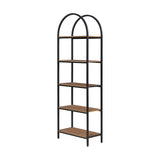 Mainstays 5-Shelf Metal and Wood Arch Open Bookcase, Warm Walnut