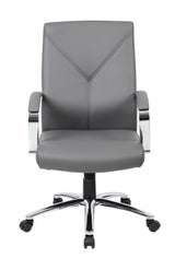 Boss Office Products LeatherPlus Home Office Adjustable Executive Chair with Casters, Grey