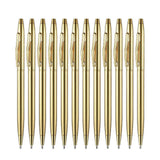 Gold Slim Metallic Ballpoint Pens, Black Ink, 1mm Medium Point (12-Pack)