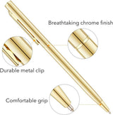 Gold Slim Metallic Ballpoint Pens, Black Ink, 1mm Medium Point (12-Pack) - view 3