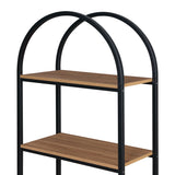 Mainstays 5-Shelf Metal and Wood Arch Open Bookcase, Warm Walnut