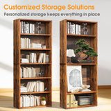 Large Bookcase, 5-Tier 63 Inch Tall Industrial Storage Wall Shelf, Display Shelf for Living room, Bedroom, Retro Brown