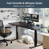 BrooveWave Electric Standing Desk Adjustable, 60''x30" Sit Stand Desk with Flip-Top Cable Management for Home Office