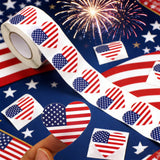 JHyouerji 500Pcs USA Flag Stickers Red White Blue Star Stickers Self Adhesive for 4th Of July Independence Day Memorial Day Home Office Car Party Decor