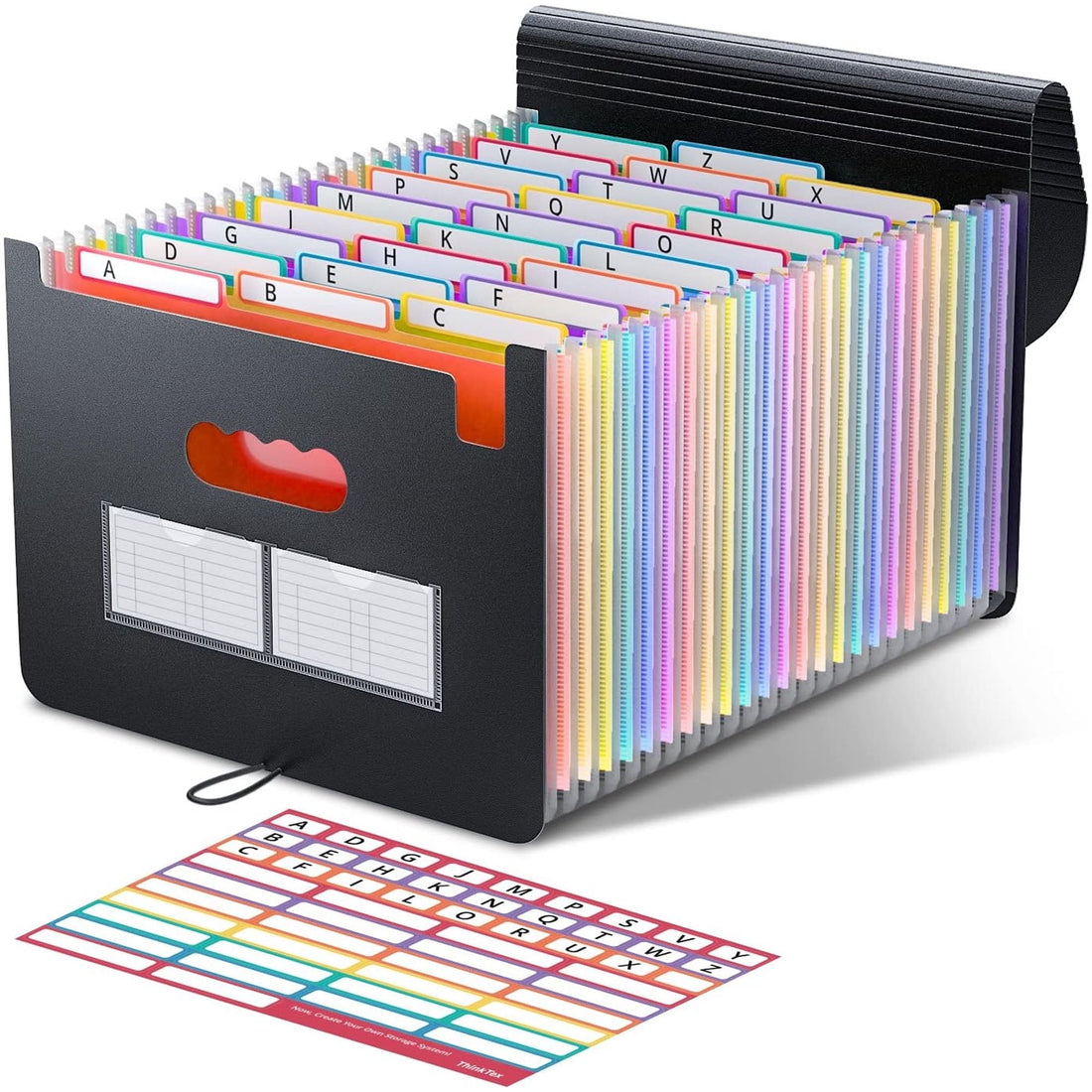 26-Pocket Accordion File Folder Organizer, A4/Letter Size, Expandable with A–Z Color Tabs
