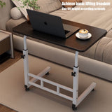 Height-Adjustable C-Shaped Laptop Desk with Wheels, Rolling Sofa Side Table, Black