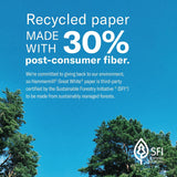 Hammermill Printer Paper, 20 lb Great White 30% Recycled, 8.5" x 11", 5000 Sheets Total (500 per Pack)