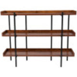 Flash Furniture Mayfair 35"H Open-Style 3-Shelf Display Unit Bookcase, Rustic Wood Grain Finish