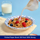 JOLLY CHEF Disposable Paper Bowls, Strong, Soak-Proof, Microwave Safe, 20 oz, Patterned, 150 Count