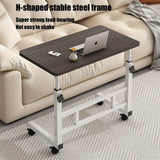 Height-Adjustable C-Shaped Laptop Desk with Wheels, Rolling Sofa Side Table, Black