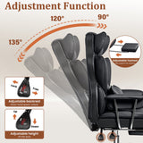 COOLHUT Big and Tall Office Chair 500LBS Wide Seat Ergonomic Computer Desk Chair, PU Leather Executive Office Chair with Footrest, Adjustable Task Chair Lumbar Back Support 8 Hour, Black