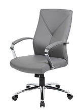 Boss Office Products LeatherPlus Home Office Adjustable Executive Chair with Casters, Grey