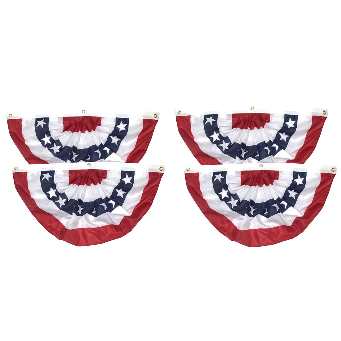 4 Pack American Flag Patriotic Bunting, 1.5x3 Ft USA Pleated Fan Flag, Red White and Blue Half Fan Banner with Brass Grommets for Outside Garden 4th of July Independence Day Memorial Day Decorations