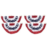 4 Pack American Flag Patriotic Bunting, 1.5x3 Ft USA Pleated Fan Flag, Red White and Blue Half Fan Banner with Brass Grommets for Outside Garden 4th of July Independence Day Memorial Day Decorations