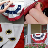 4 Pack American Flag Patriotic Bunting, 1.5x3 Ft USA Pleated Fan Flag, Red White and Blue Half Fan Banner with Brass Grommets for Outside Garden 4th of July Independence Day Memorial Day Decorations