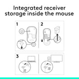 Logitech M185 Wireless Mouse, 2.4GHz USB Receiver, Gray