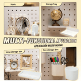 SEKAM Desk Pegboard Organizer Kit, 31.5", Clamp-On No-Drill Panel with Hooks, Shelves & Cups, White