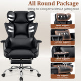COOLHUT Big and Tall Office Chair 500LBS Wide Seat Ergonomic Computer Desk Chair, PU Leather Executive Office Chair with Footrest, Adjustable Task Chair Lumbar Back Support 8 Hour, Black